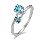 Anello Oro bianco 375/9K Topazio azzurro di Londra 2 pietra