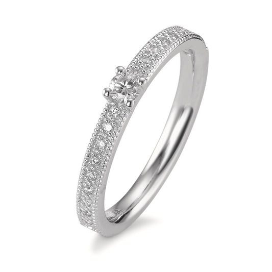 Anello solitario Oro bianco 750/18 carati Diamante 0.16 ct, 19 pietra, [Brillant], w-si