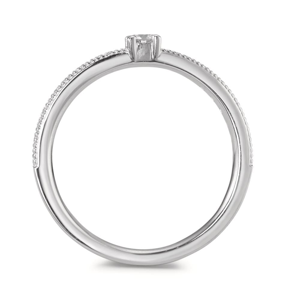 Anello solitario Oro bianco 750/18 carati Diamante 0.16 ct, 19 pietra, [Brillant], w-si