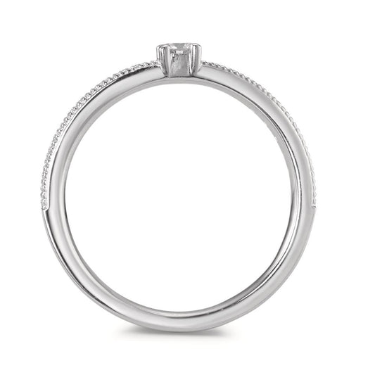 Anello solitario Oro bianco 750/18 carati Diamante 0.16 ct, 19 pietra, [Brillant], w-si