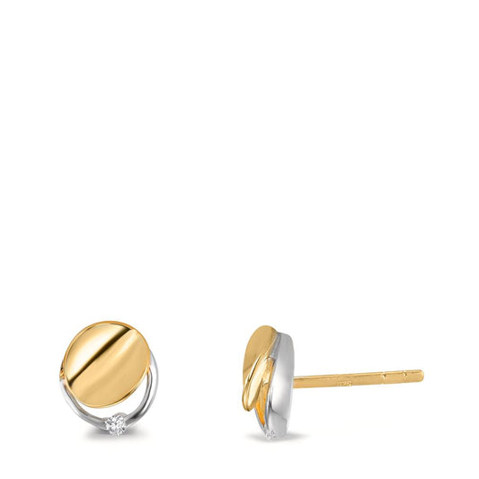 Orecchini a bottone Oro giallo 375/9K Zirconia 2 pietra bicolore Ø7 mm