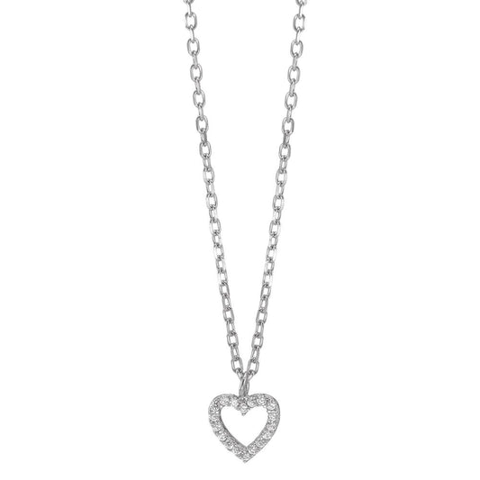 Catena con ciondolo Argento Zirconia 18 pietra rodiato Cuore 40-45 cm