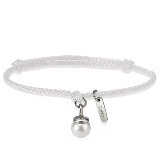 Bracciale Tessile, Acciaio inossidabile Perla di conchiglia bianco, 7 mm 16-21 cm Ø7 mm