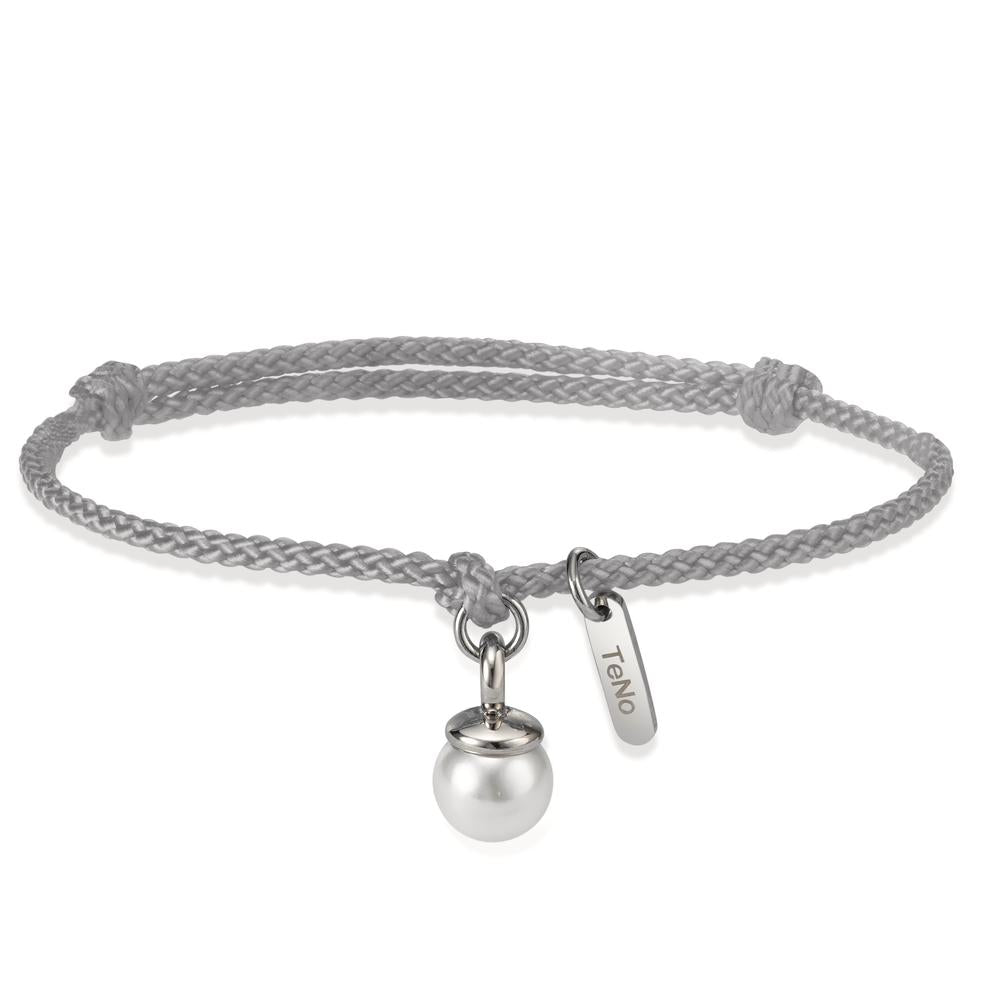Bracciale Tessile Perla di conchiglia bianco, 7 mm 16-21 cm Ø7 mm