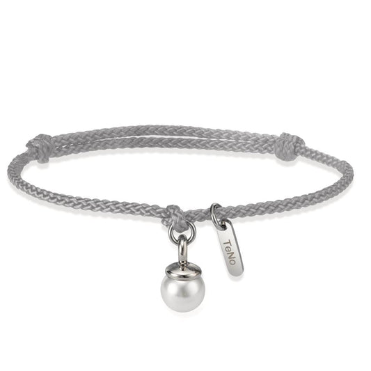 Bracciale Tessile Perla di conchiglia bianco, 7 mm 16-21 cm Ø7 mm