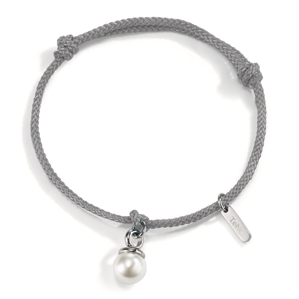 Bracciale Tessile Perla di conchiglia bianco, 7 mm 16-21 cm Ø7 mm