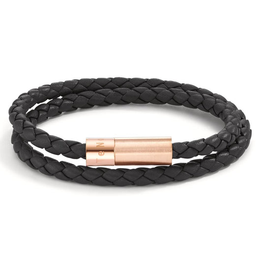 Bracciale Pelle, Acciaio inossidabile rosa rivestimento IP 21 cm