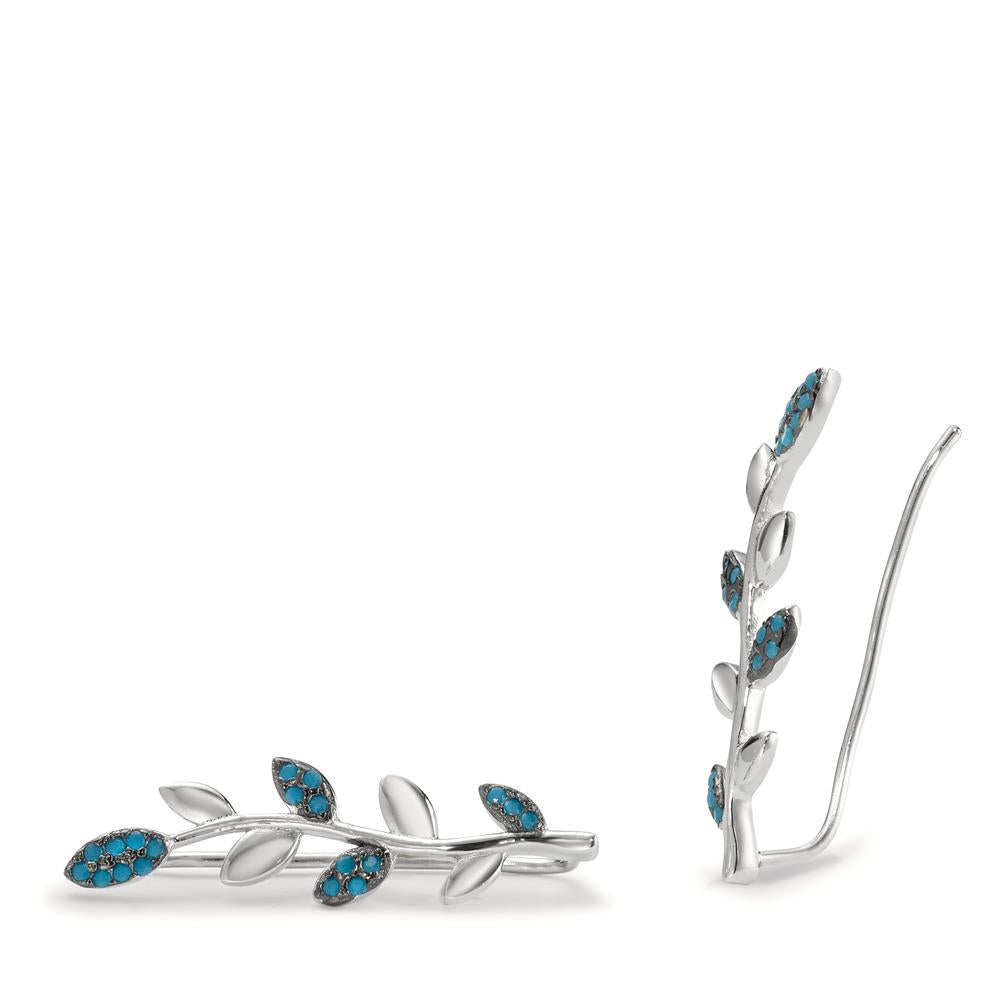 Cursore per le orecchie Argento Zirconia blu rodiato Foglio
