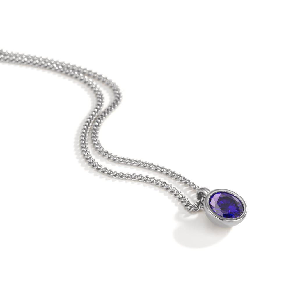 Catena con ciondolo Acciaio inossidabile Zirconia Viola 42 cm Ø9.5 mm