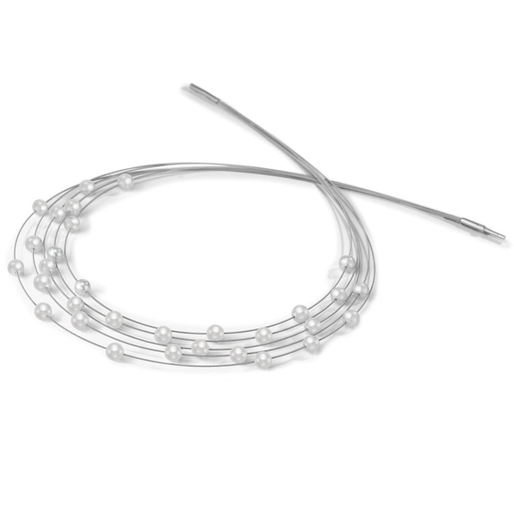 Collana Acciaio inossidabile Perla di conchiglia bianco, 5 mm 45 cm