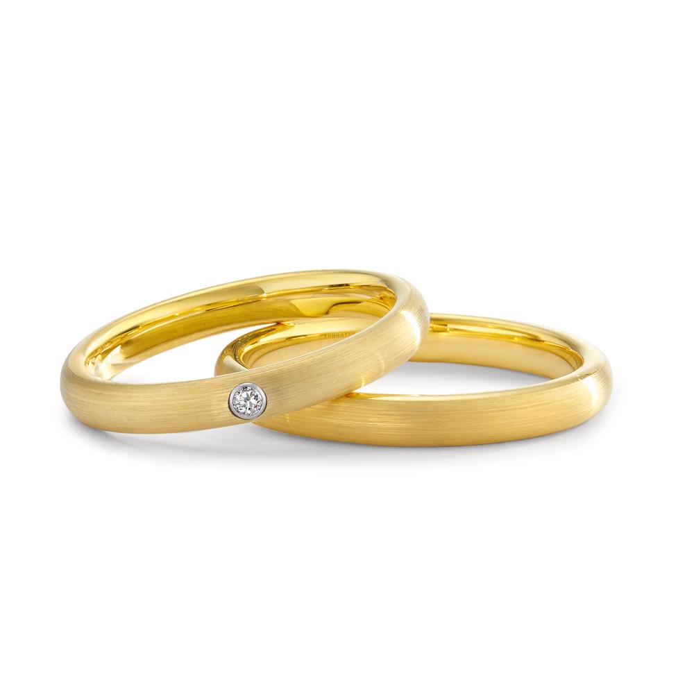 Anello del partner Tungsteno Zirconia giallo rivestimento IP