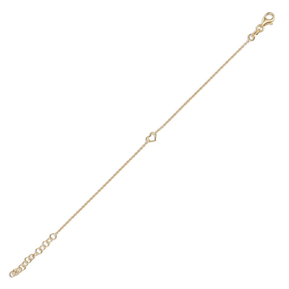Bracciale Argento giallo dorato Cuore 15-18 cm
