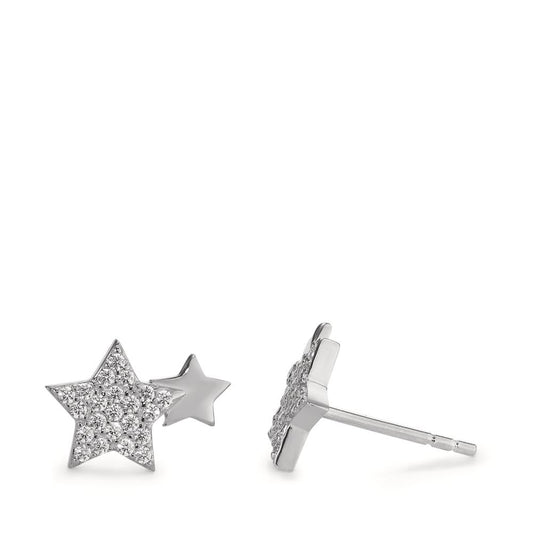 Orecchini a bottone Argento Zirconia rodiato Stella