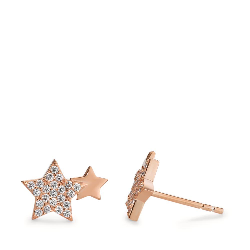 Orecchini a bottone Argento Zirconia rosa dorato Stella