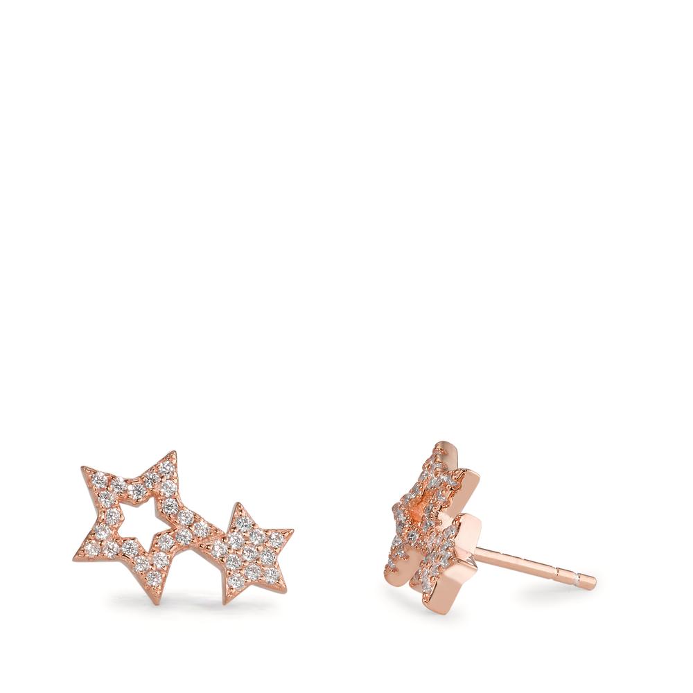 Orecchini a bottone Argento Zirconia rosa dorato Stella