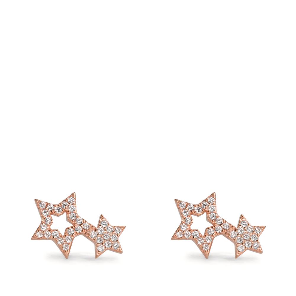 Orecchini a bottone Argento Zirconia rosa dorato Stella