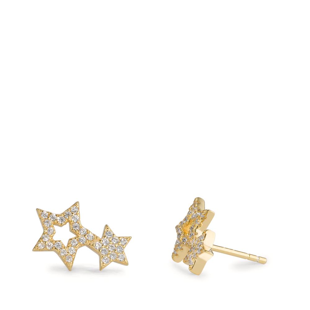 Orecchini a bottone Argento Zirconia giallo dorato Stella
