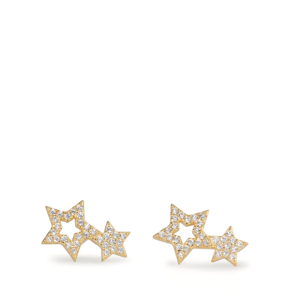 Orecchini a bottone Argento Zirconia giallo dorato Stella