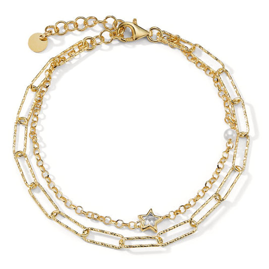 Bracciale Argento Zirconia giallo dorato Stella 16-19 cm
