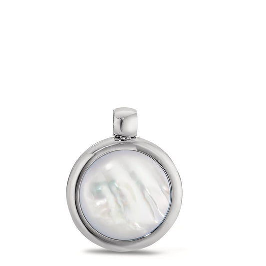 Ciondolo Acciaio inossidabile Madreperla bianco Ø18 mm