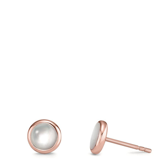 Orecchini a bottone Acciaio inossidabile rosa rivestimento IP Madreperla bianco Ø8 mm