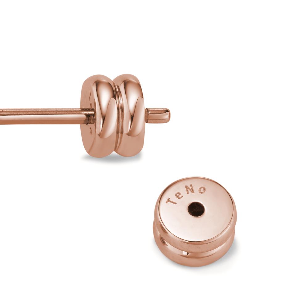 Orecchini a bottone Acciaio inossidabile rosa rivestimento IP Madreperla bianco Ø8 mm