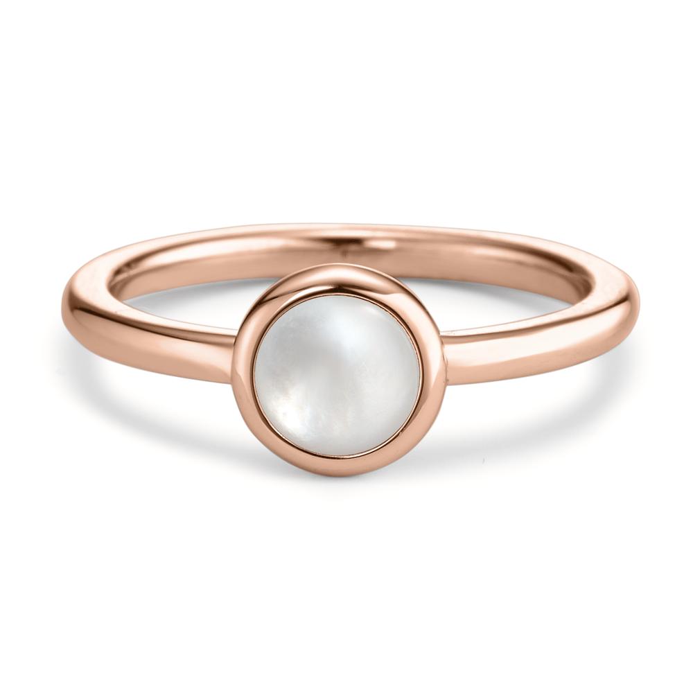 Anello Acciaio inossidabile rosa rivestimento IP Madreperla bianco Ø8 mm