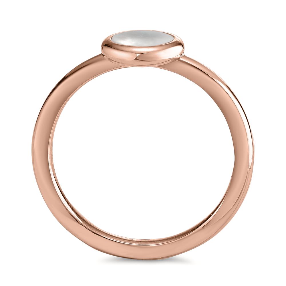Anello Acciaio inossidabile rosa rivestimento IP Madreperla bianco Ø8 mm