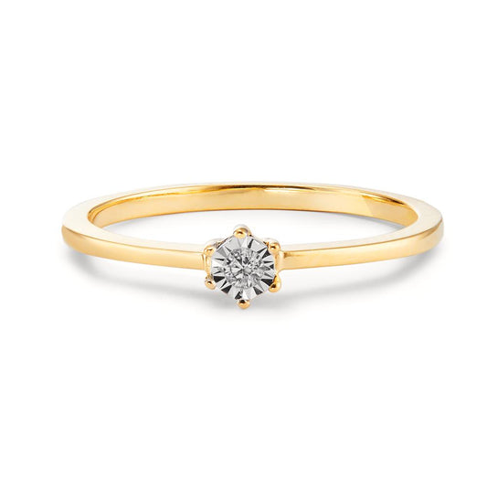 Anello solitario Oro giallo 750/18 carati Diamante 0.03 ct, w-si bicolore