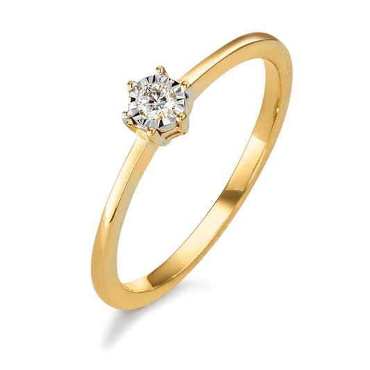 Anello solitario Oro giallo 750/18 carati Diamante 0.05 ct, w-si bicolore Ø4 mm