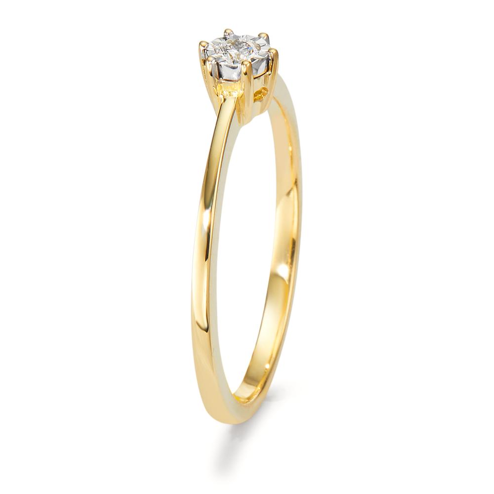 Anello solitario Oro giallo 750/18 carati Diamante 0.05 ct, w-si bicolore Ø4 mm