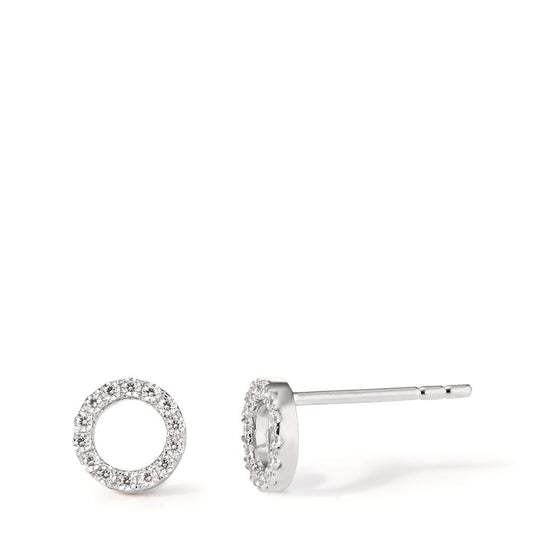 Orecchini a bottone Oro bianco 375/9K Zirconia Ø6 mm