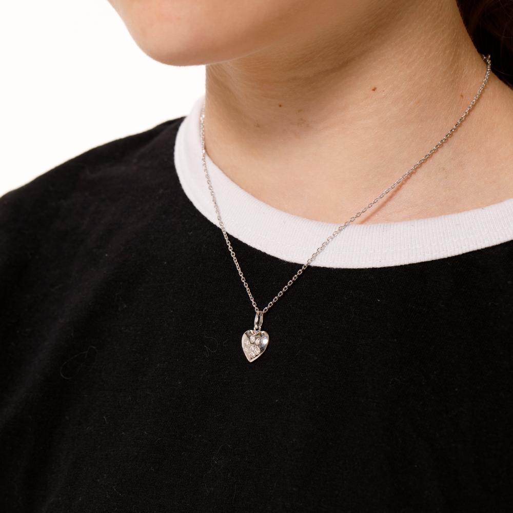 Catena con ciondolo Argento Zirconia 7 pietra rodiato Zampa 36-38 cm Ø11 mm