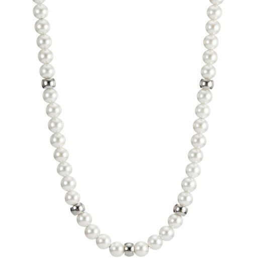 Collana Acciaio inossidabile Perla di conchiglia bianco, 62 Perla, 6 mm 42-45 cm