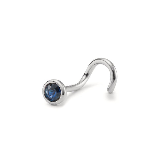 Borchia al naso Oro bianco 750/18 carati Zaffiro Ø3 mm