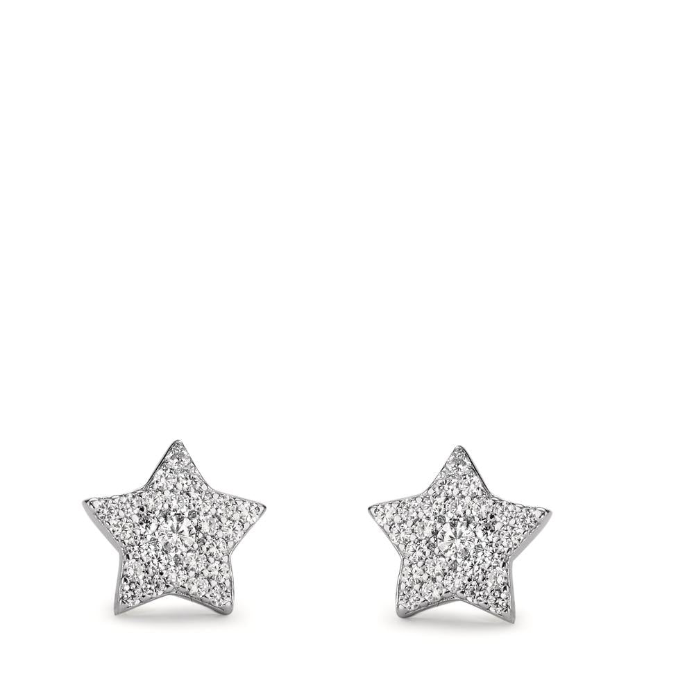 Orecchini a bottone Argento Zirconia rodiato Stella Ø8 mm