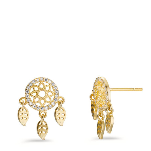 Orecchini Argento Zirconia giallo dorato Acchiappasogni Ø10 mm