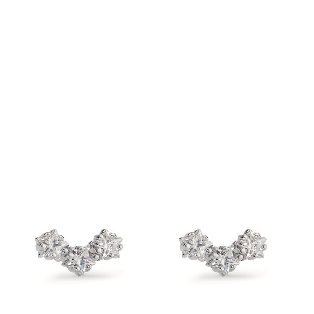 Orecchini a bottone Argento Zirconia 6 pietra rodiato Stella