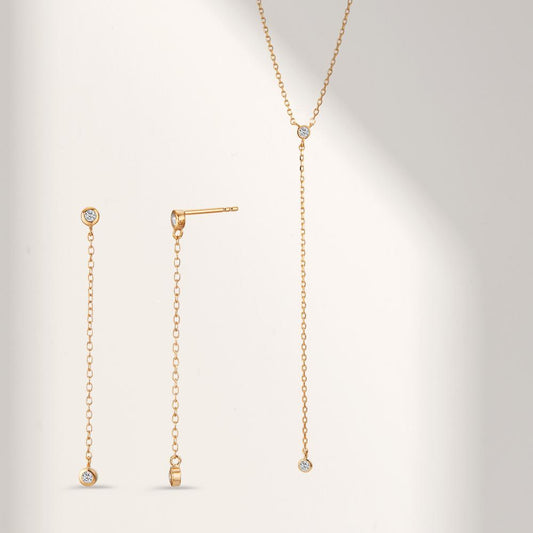 Collana Bronzo Zirconia 2 pietra dorato 40-45 cm