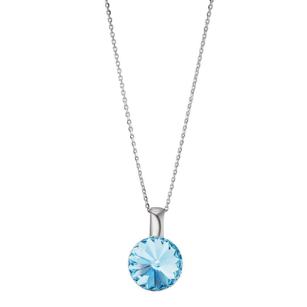 Catena con ciondolo Argento Zirconia acqua, 2 pietra rodiato 43-47 cm Ø12 mm