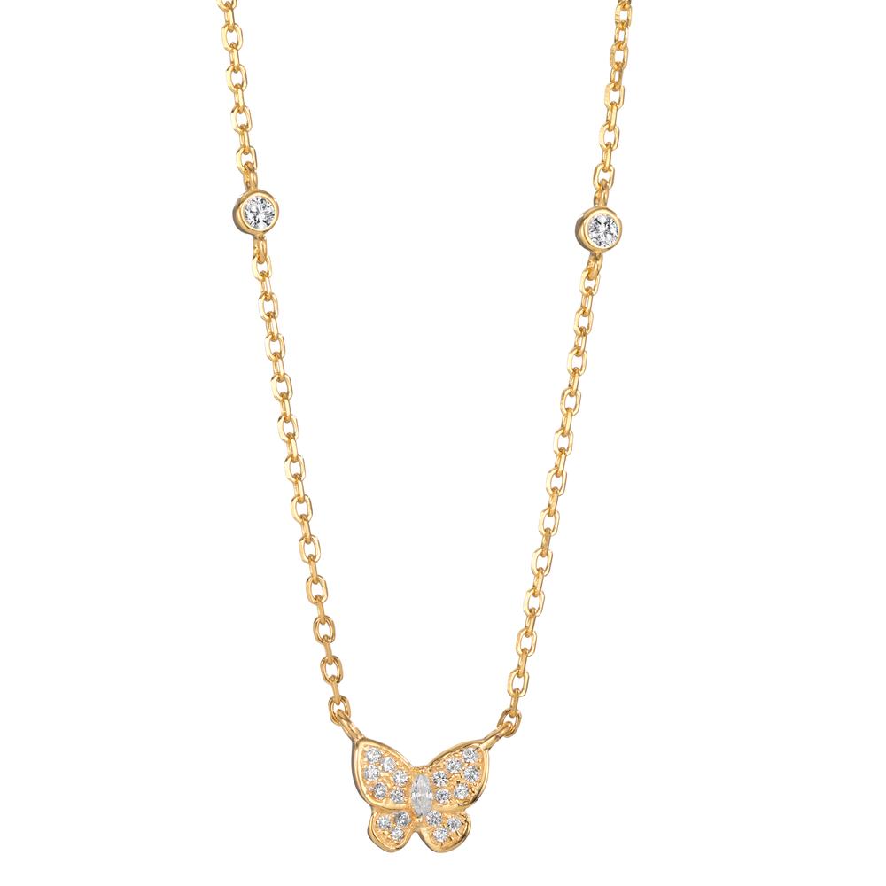 Collana Argento Zirconia giallo dorato Farfalla 40-45 cm