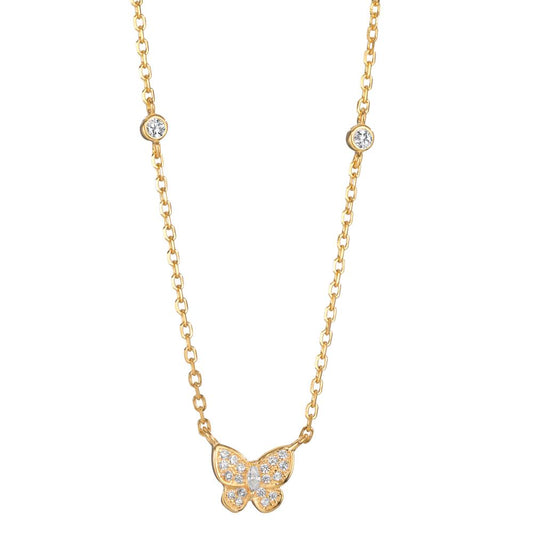 Collana Argento Zirconia giallo dorato Farfalla 40-45 cm