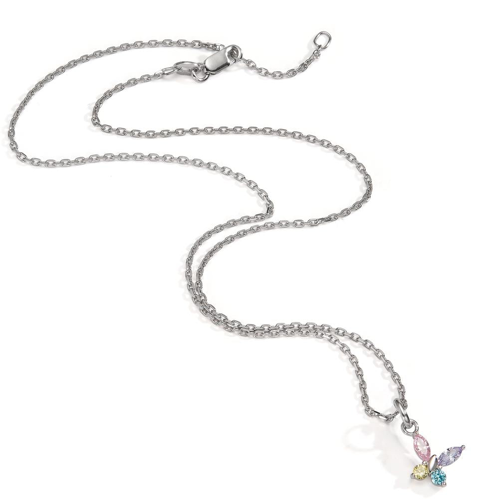 Catena con ciondolo Argento Zirconia 4 pietra rodiato Farfalla 36-38 cm