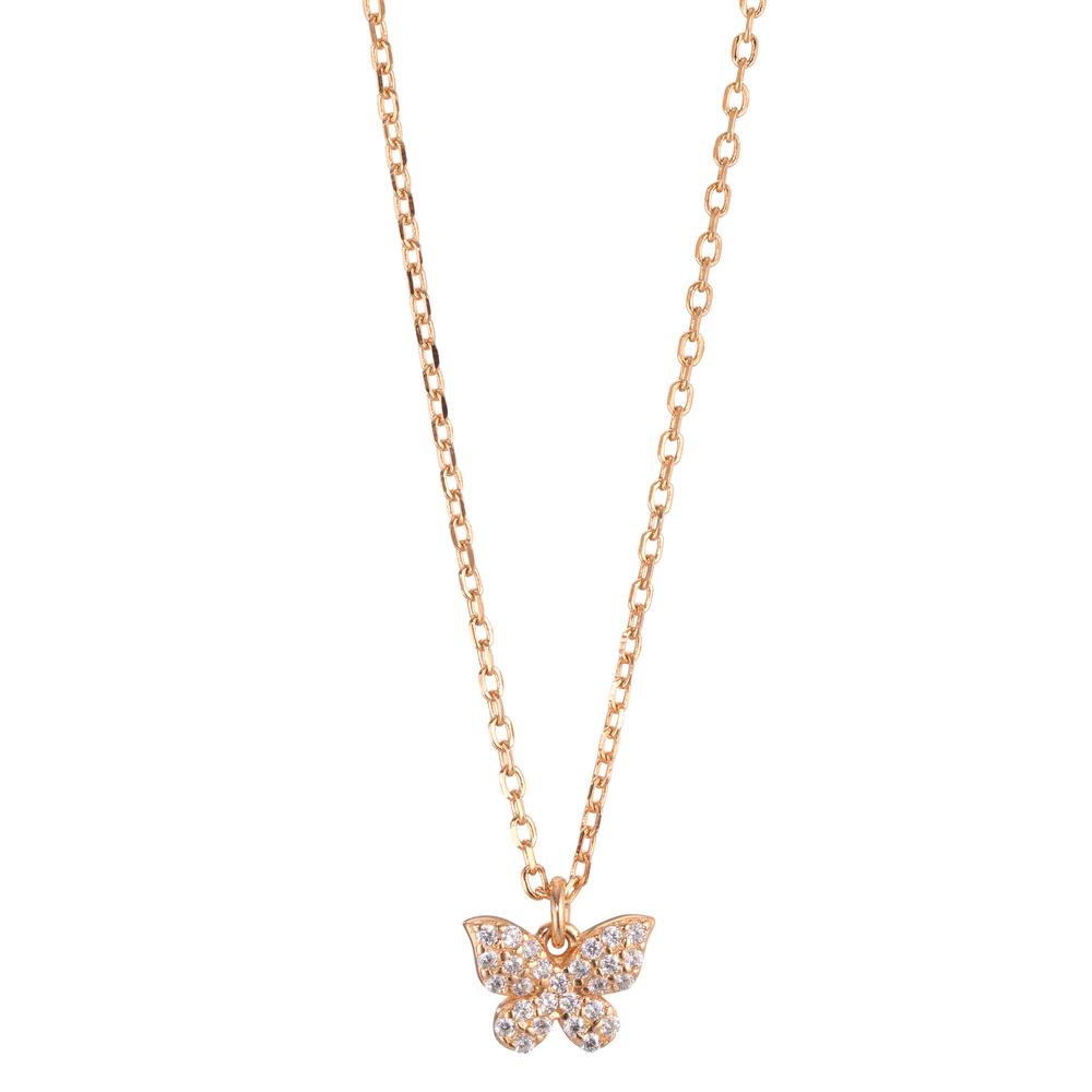 Collana Argento Zirconia giallo dorato Farfalla 40-45 cm Ø7.5 mm
