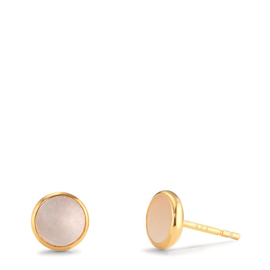 Orecchini a bottone Argento giallo dorato Madreperla bianco Ø8 mm