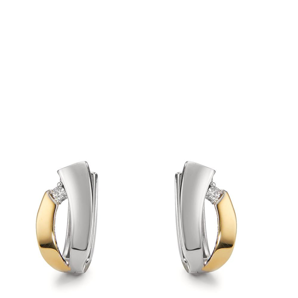 Orecchini circolari Argento Zirconia 2 pietra giallo bicolore
