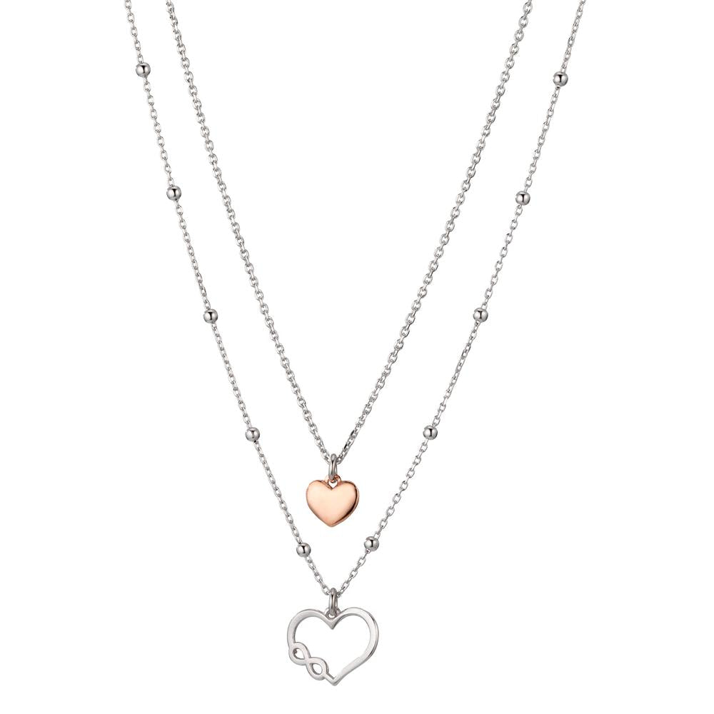 Collana Argento rosa bicolore Cuore 40-44 cm