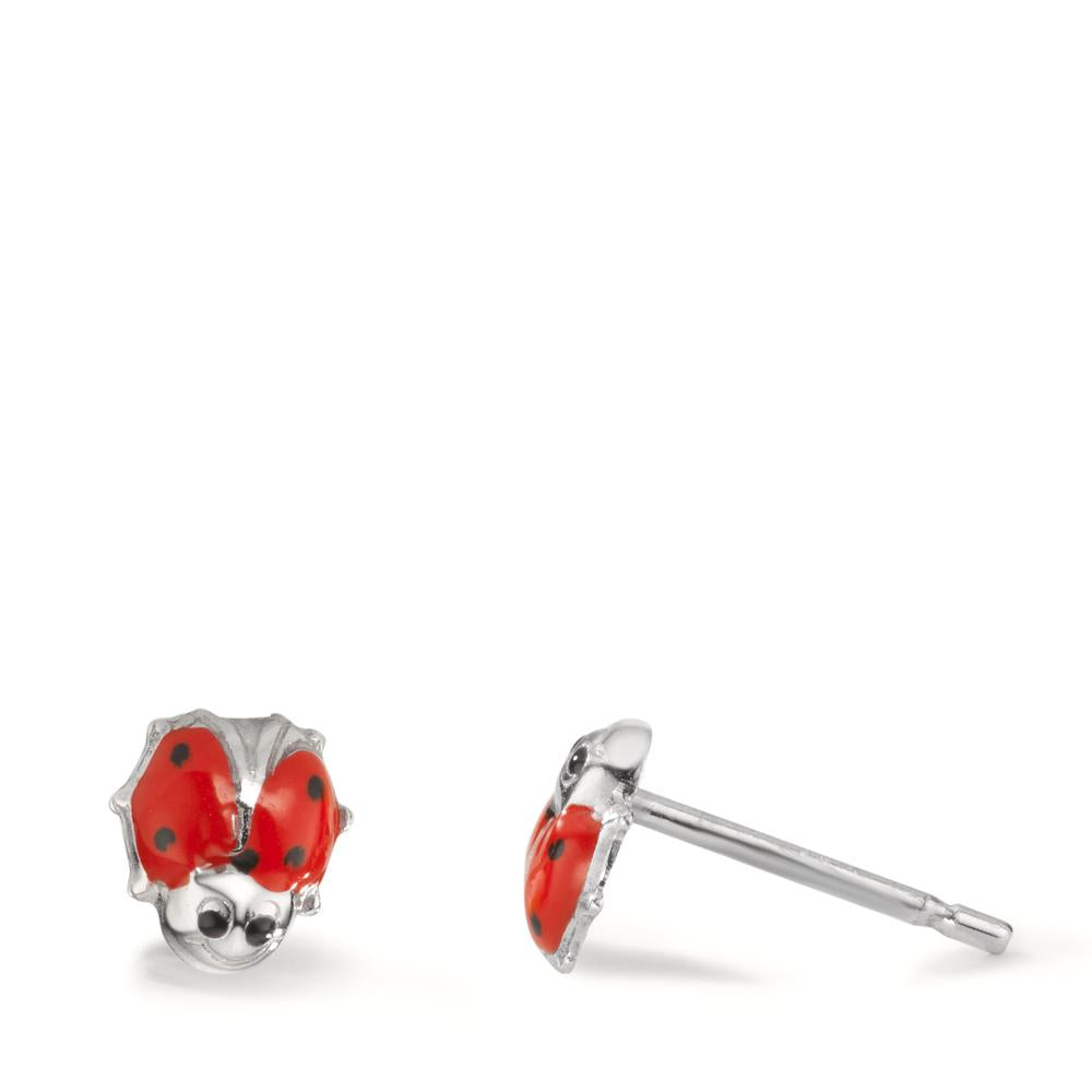 Orecchini a bottone Argento rodiato Coccinella Ø6 mm