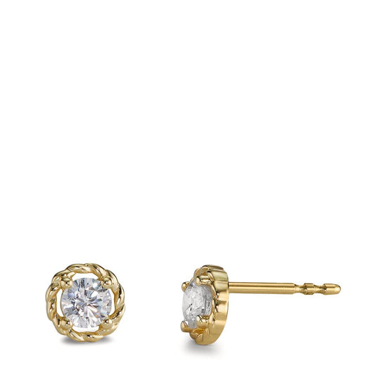 Orecchini a bottone Oro giallo 375/9K Zirconia 2 pietra Ø6 mm