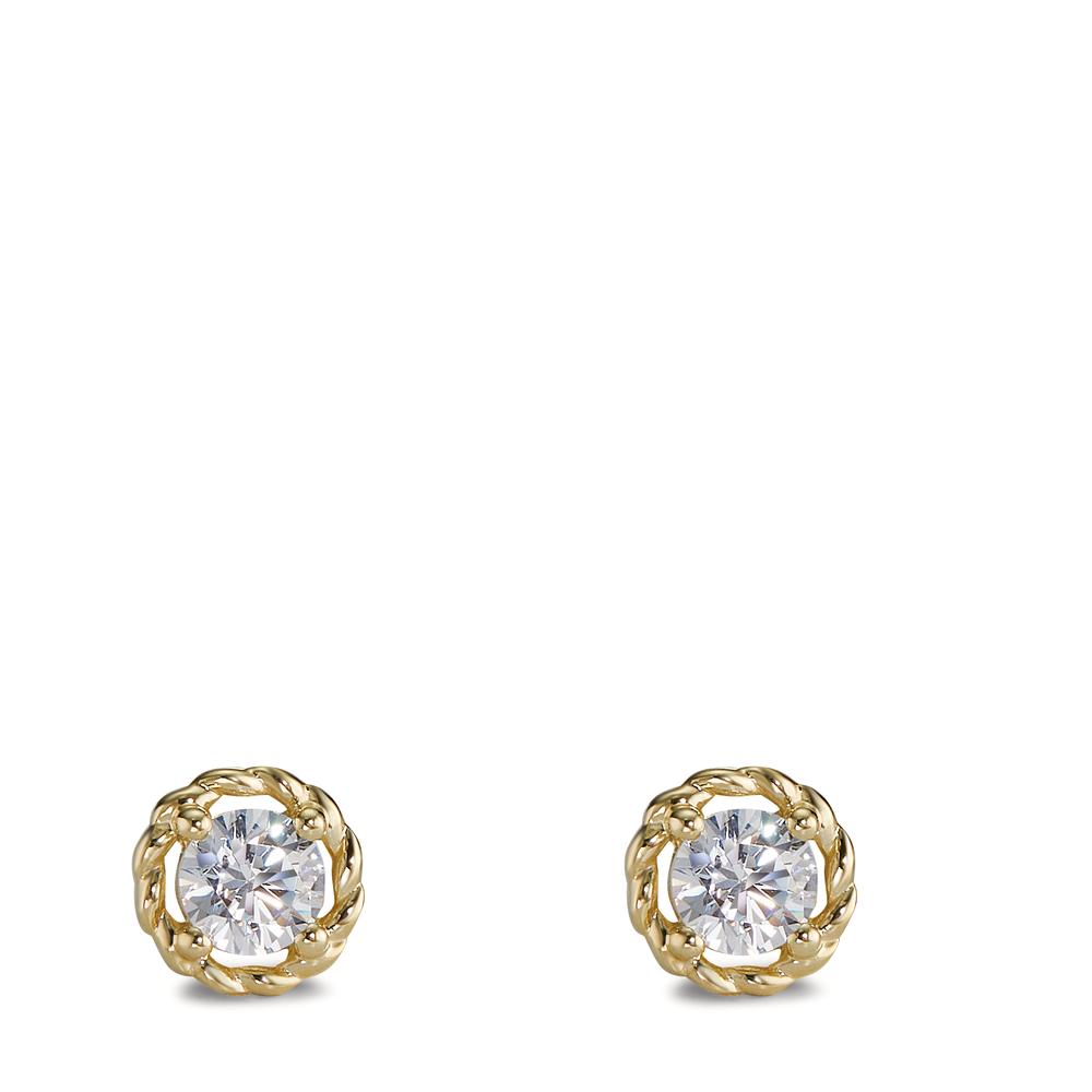 Orecchini a bottone Oro giallo 375/9K Zirconia 2 pietra Ø6 mm